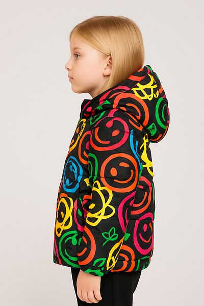 freemen Sports Girl Smiley Emoji Fleece Hooded Pocket Coat