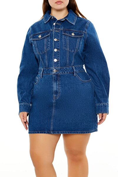 Forever 21 Plus Size Denim Mini Elbise