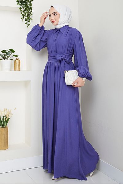 Bestenur Φόρεμα Alser Belted 1468 - Μωβ