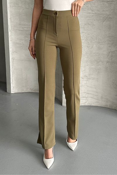 macharel jeans Women's Green High Waist Flared Palazzo Trousers