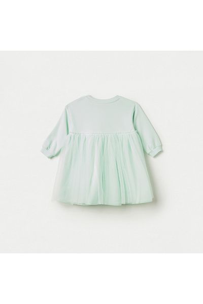 Juniors Bunny Applique Dress With Net Detail