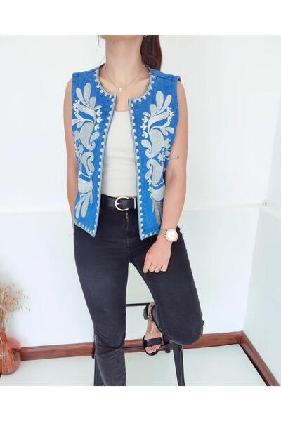 Lavanta Tekstil Κεντητό λινό γιλέκο