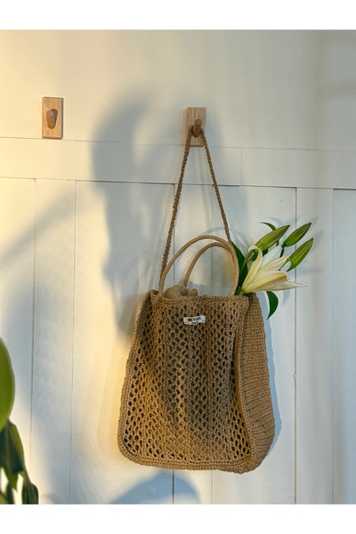 heybelprive HEYBEL Tasarım File Hasır Omuz Çanta, Astarlı Vintage Plaj Çanta, Yazlık Örgü Çanta