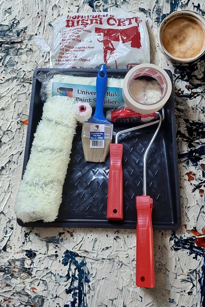 FırsatYapıMarket 8 Piece Expert Painter Set Roller Brush Tape Saddle Cover Pan