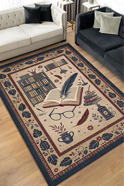 Book-Lover Carpet Brown Book-Lover Carpet Reading-Lover Study Room Carpet