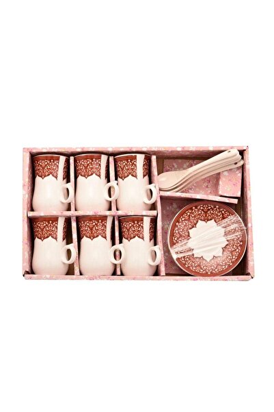 Happy family طقم أكواب شاي مع صحون 18 قطعة