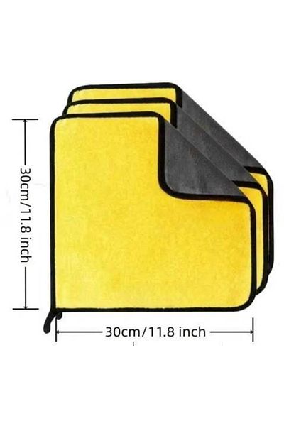TECOS Microfiber Towel Set, Super Absorbent, Quick Drying, 30 X 30 Centimeters, Yellow/Gray