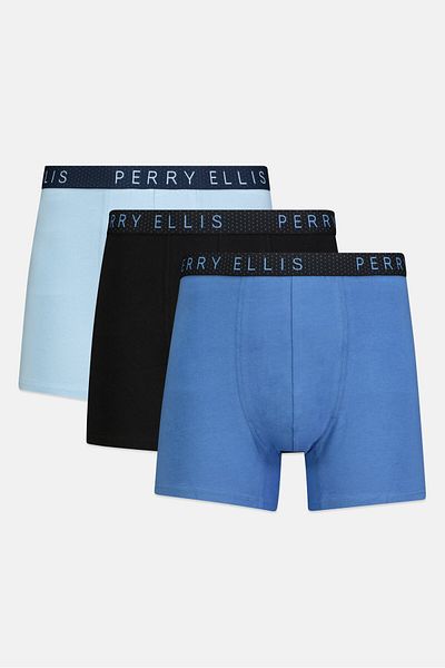 Perry Ellis Men 3 Pack Brand Logo Boxer Briefs, Multicolor