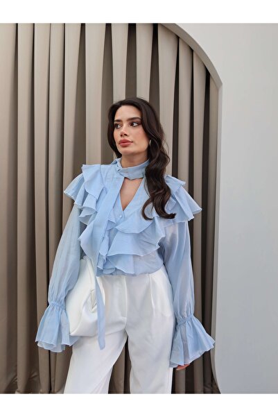 ESRAHELVACI Gallér fodros nyakkendős ing