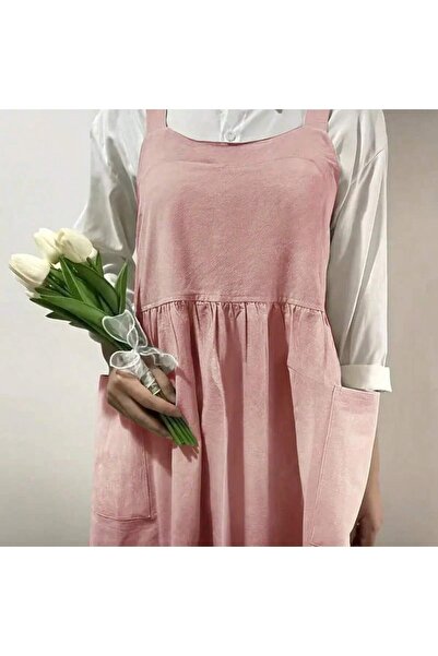 Choice OneSize Pink Japanese cotton Aprons for Women with Pockets Cross Back ...