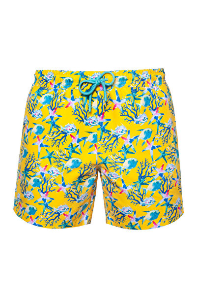 Aquarium Three Pockets Mesh Waist Elastic & Lashing Drawstring Men's Sea Shorts