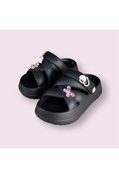 Sonimix kız çocuk taşlı hafif ortapedik taban yüksek terlik sandalet