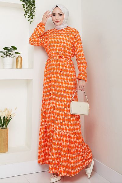 Bestenur Φόρεμα Arsel Woven Viscose 1474 - Πορτοκαλί