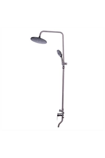 Naimeed Company Shower column, with fixed and mobile shower head, D6136, 3 functions, stainless steel, Silver