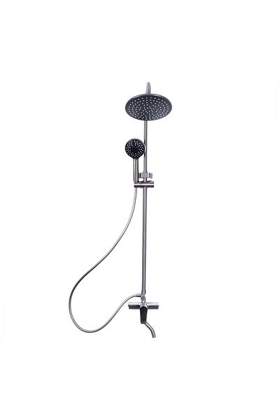 Naimeed Company Shower column, with fixed and mobile shower head, D6136, 3 functions, stainless steel, Silver