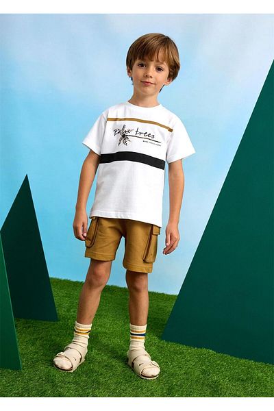 MAYORAL Tricou pentru băiat Set pantaloni scurți cargo alb 3605