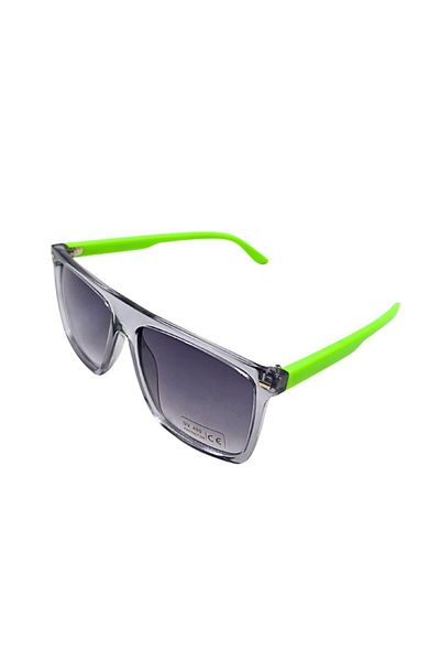 Aristo Sunglasses, men, Aristo, transparent frame, neon green arms, gradient gray lenses, UV 400 protection