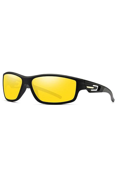 SKYDDAR INNOVATION Cycling and Outdoor Sports Glasses, Polarized, Rectangular, Unisex - Black Yellow