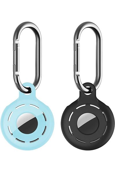 Karll Set de 2 brelocuri AirTag, silicon, negru/albastru, 50 x 50 x 10 mm