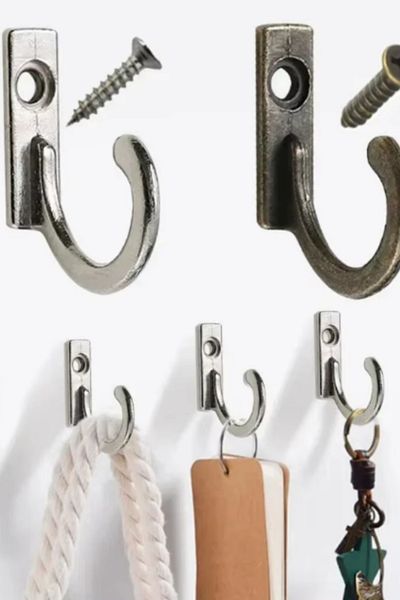 vipgross Metal Single Hook Hanger – Gray Wall Bracket with Screws Practical Installation – Multi-Purpose Gray 10 Pieces