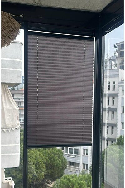 YİTEKS Katlanabilir Cam Balkon Plise Perde Antrasit (VİDALI)