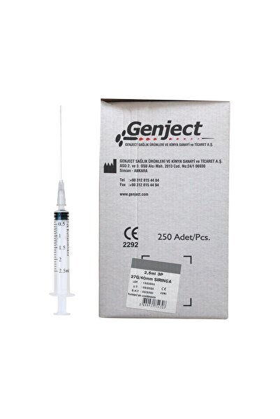 Genject - 2.5 ML 40MM KISA DENTAL ENJEKTÖR - 250 ADET