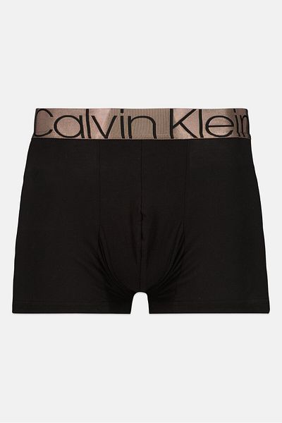 Calvin Klein سروال داخلي رجالي من القطن المطاطي منخفض الارتفاع بشعار العلامة التجارية، أسود/بني داكن معدني