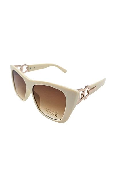 Tiara Ochelari de soare, femei, Tiara, alb-crem lucios, formă pătrată supradimensionată, protecție UV 400