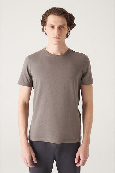 Avva Men's Anthracite 100% Cotton Breathable Crew Neck T-Shirt E 001000