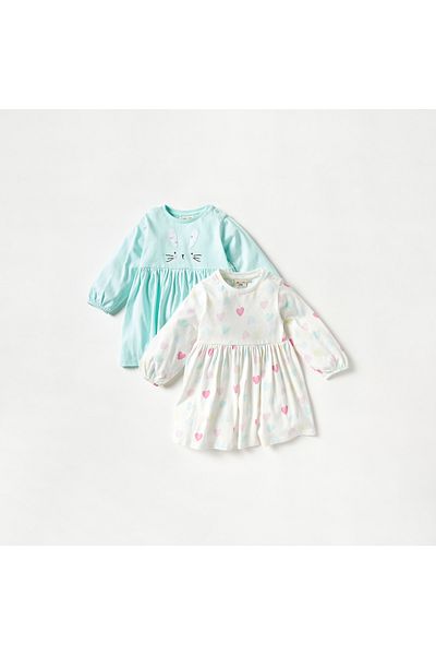 Juniors Printed A-Line Dress - Set Of 2