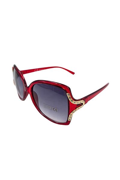 Tiara Ochelari de soare pentru femei, Tiara, ramă roșie lucioasă, formă de fluture, detalii aurii, protecție UV 400