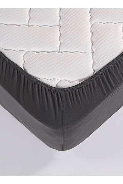 Karden Flower Premium 100% Cotton Double Combed Cotton Elastic Sheet - Anthracite