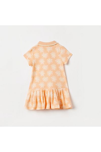 Juniors All-Over Floral Print Polo Skater Dress