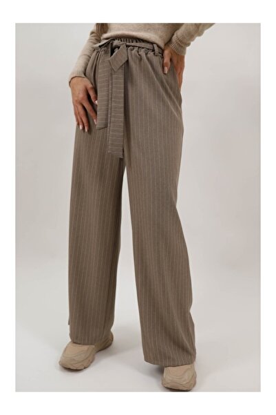 Lamiar STRIPED WIDE PANTS WITH ELASTIC AND CORD WAIST BEATRIX ONE SIZE Brown