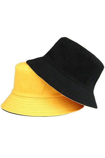 TECOS Unisex Reversible Hat, Yellow/Black, Cotton/Polyester, One Size Fits All
