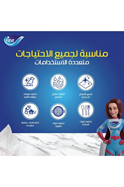 FINE Super Towel, 12 Rolls, 3-Ply, Sterilized & Half-Perforated, Highly Absorbent Kitchen Paper