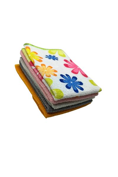 TECOS Microfiber towel set, super absorbent and quick-drying, 30 x 30 centimeters, 6 pieces