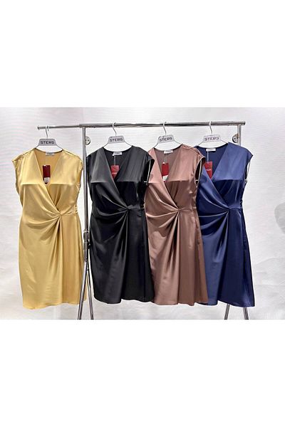STEPS Double Breasted Sleeveless Satin Dress