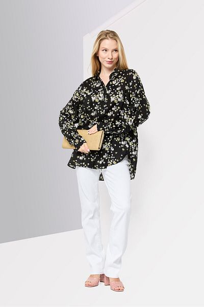 Scotch & Soda Women Spread Collar Long Sleeves Floral Print Shirt, Multicolor