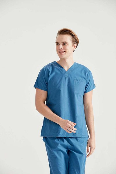 DEMOTEKS Costum medical din elastan, albastru petrol, pentru bărbați - Model Classic Flex