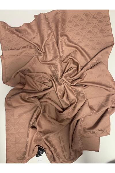 Modakaşmir Silky Jacquard Triangle Pattern Shawl Mink