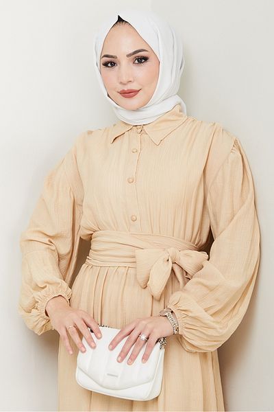 Bestenur Φόρεμα Alser Belted 1468 - Μπεζ