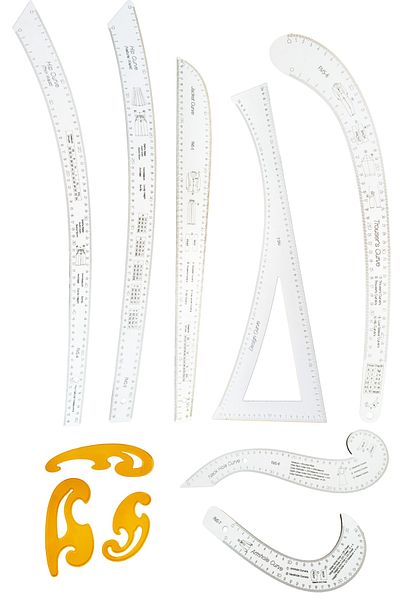 hodbehod 7 Piece Mdf Pattern Drawing Ruler Set – Pants, Jacket, Skirt, Collar, Sleeve, Pleat Multi-Purpose Sewing Ruler