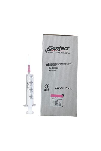 Genject - 10 ML 2PARÇA PEMBE İĞNELİ ENJEKTÖR VETERİNER - 250 ADET