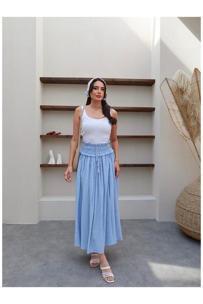 ESRAHELVACI Waist Gathered Maxi Skirt