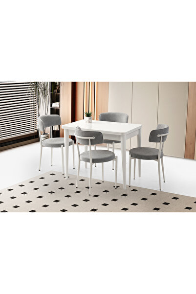 Levent Mobilya Aksesuar Rotary Masa, Armoni Sandalye, Beyaz, 100x65