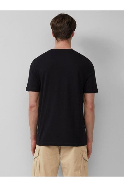 s.Oliver Men's T-shirt With Logo Print And Crew Neck, Regular Fit, Black, L