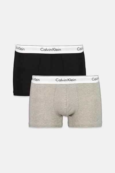 Calvin Klein Men 2 Pieces Brand Logo Trunks, Grey And Black