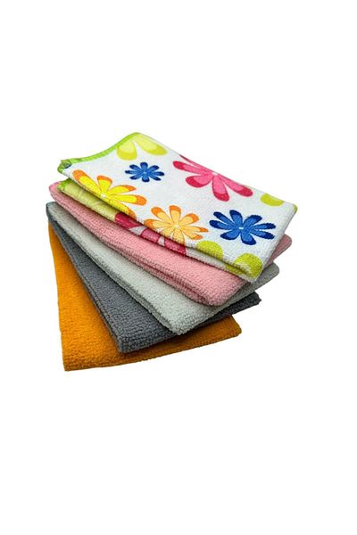 TECOS Microfiber towel set, super absorbent and quick-drying, 30 x 30 centimeters, 6 pieces