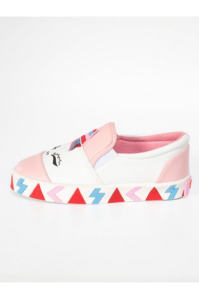 Casabony Pantofi de fete cu model unicorn alb - elastic